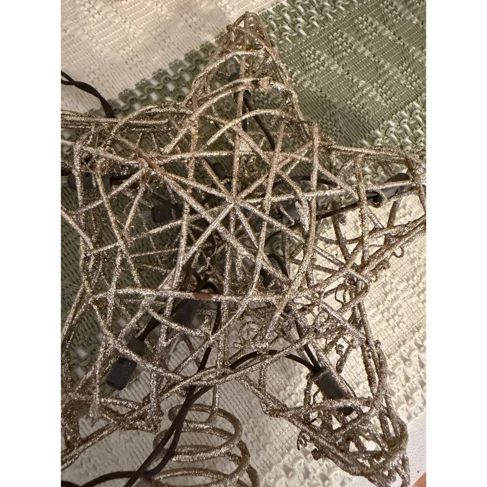 Glitter Star Christmas Tree Topper‎ Lights Spiral Base